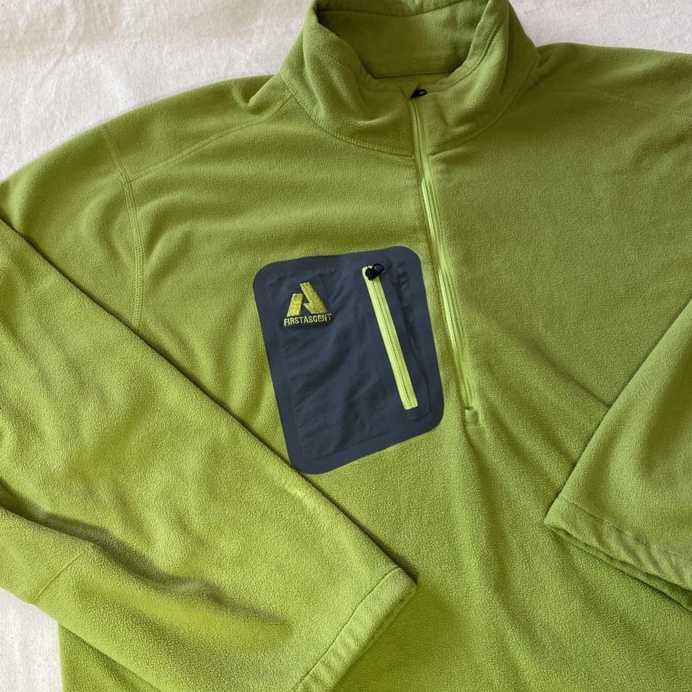 Eddie Bauer Sweatshirt Mens XL green First Ascent Pullover Fleece Zip Sweater‎